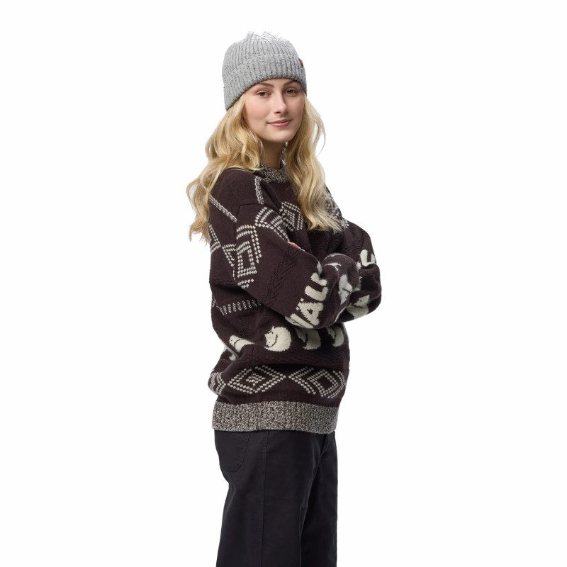 W Fjällräven Jacquard Knit - Black Oak/L